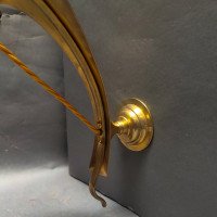 WAS Benson. Rare pair of brass wall lights with the original Powell flint shades - Thumbnail 5