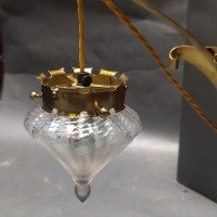 WAS Benson. Rare pair of brass wall lights with the original Powell flint shades - Thumbnail 10