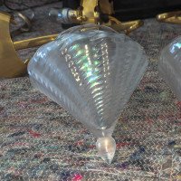 WAS Benson. Rare pair of brass wall lights with the original Powell flint shades - Thumbnail 12