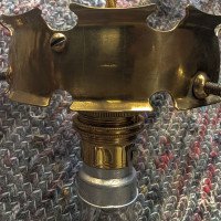 WAS Benson. Rare pair of brass wall lights with the original Powell flint shades - Thumbnail 23