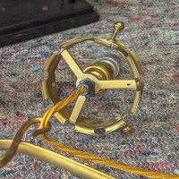 WAS Benson. Rare pair of brass wall lights with the original Powell flint shades - Thumbnail 24