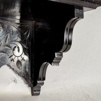 Aesthetic Movement – Ebonised Wall Shelf with Hand-Carved Floral Decoration - Thumbnail 9