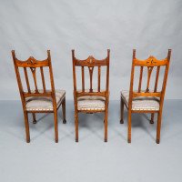 Liberty & Co., Six English Arts & Crafts Oak Dining Chairs with Heart Cut-Outs - Thumbnail 4