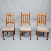 Liberty & Co., Six English Arts & Crafts Oak Dining Chairs with Heart Cut-Outs - Thumbnail 2