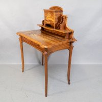 Emile Galle. An Art Nouveau Walnut Writing Desk with Exceptional Inlaid Scenery - Thumbnail 2