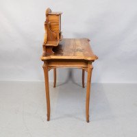 Emile Galle. An Art Nouveau Walnut Writing Desk with Exceptional Inlaid Scenery - Thumbnail 6