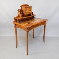 Emile Galle. An Art Nouveau Walnut Writing Desk with Exceptional Inlaid Scenery - Thumbnail 7