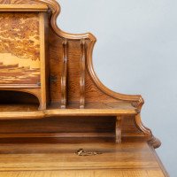Emile Galle. An Art Nouveau Walnut Writing Desk with Exceptional Inlaid Scenery - Thumbnail 8