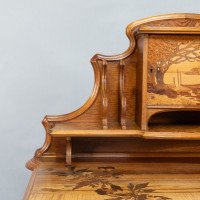 Emile Galle. An Art Nouveau Walnut Writing Desk with Exceptional Inlaid Scenery - Thumbnail 9