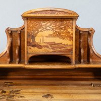 Emile Galle. An Art Nouveau Walnut Writing Desk with Exceptional Inlaid Scenery - Thumbnail 10