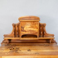 Emile Galle. An Art Nouveau Walnut Writing Desk with Exceptional Inlaid Scenery - Thumbnail 16
