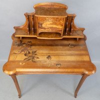 Emile Galle. An Art Nouveau Walnut Writing Desk with Exceptional Inlaid Scenery - Thumbnail 19