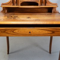 Emile Galle. An Art Nouveau Walnut Writing Desk with Exceptional Inlaid Scenery - Thumbnail 34