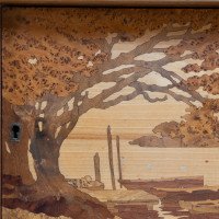 Emile Galle. An Art Nouveau Walnut Writing Desk with Exceptional Inlaid Scenery - Thumbnail 36