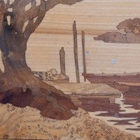 Emile Galle. An Art Nouveau Walnut Writing Desk with Exceptional Inlaid Scenery - Thumbnail 37