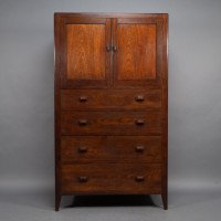 Betty Joel, attributed. Arts & Crafts Oak Tallboy & Matching Petite Chest of Drawers - Thumbnail 3
