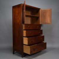 Betty Joel, attributed. Arts & Crafts Oak Tallboy & Matching Petite Chest of Drawers - Thumbnail 8