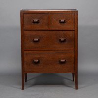Betty Joel, attributed. Arts & Crafts Oak Tallboy & Matching Petite Chest of Drawers - Thumbnail 12