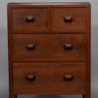 Betty Joel, attributed. Arts & Crafts Oak Tallboy & Matching Petite Chest of Drawers - Thumbnail 15