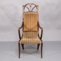 Louis Majorelle. An Art Nouveau Armchair in Carved Walnut Retaining the Original Period Fabric - Thumbnail 2