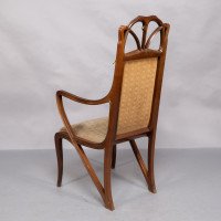 Louis Majorelle. An Art Nouveau Armchair in Carved Walnut Retaining the Original Period Fabric - Thumbnail 5