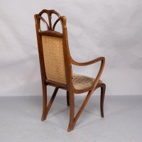 Louis Majorelle. An Art Nouveau Armchair in Carved Walnut Retaining the Original Period Fabric - Thumbnail 7