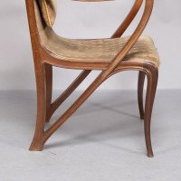 Louis Majorelle. An Art Nouveau Armchair in Carved Walnut Retaining the Original Period Fabric - Thumbnail 13