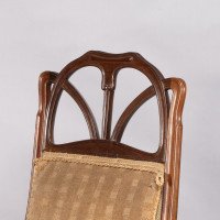 Louis Majorelle. An Art Nouveau Armchair in Carved Walnut Retaining the Original Period Fabric - Thumbnail 14