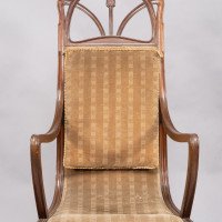 Louis Majorelle. An Art Nouveau Armchair in Carved Walnut Retaining the Original Period Fabric - Thumbnail 16