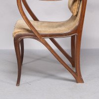 Louis Majorelle. An Art Nouveau Armchair in Carved Walnut Retaining the Original Period Fabric - Thumbnail 17