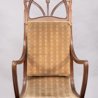 Louis Majorelle. An Art Nouveau Armchair in Carved Walnut Retaining the Original Period Fabric - Thumbnail 18