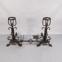 Aesthetic Movement. French. An Exceptional Pair of Hand Wrought Iron Fire Dogs - Thumbnail 5