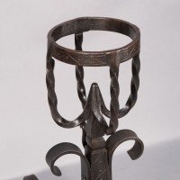 Aesthetic Movement. French. An Exceptional Pair of Hand Wrought Iron Fire Dogs - Thumbnail 10