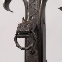 Aesthetic Movement. French. An Exceptional Pair of Hand Wrought Iron Fire Dogs - Thumbnail 12