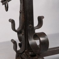 Aesthetic Movement. French. An Exceptional Pair of Hand Wrought Iron Fire Dogs - Thumbnail 13