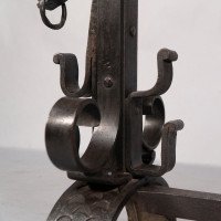 Aesthetic Movement. French. An Exceptional Pair of Hand Wrought Iron Fire Dogs - Thumbnail 16