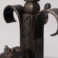 Aesthetic Movement. French. An Exceptional Pair of Hand Wrought Iron Fire Dogs - Thumbnail 17
