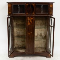 Arts & Crafts Mahogany & Inlaid Display Cabinet by E. Goodall - Thumbnail 2