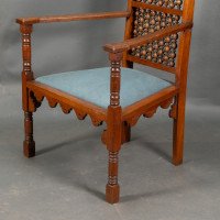 Dr. C. Dresser, attributed. For the Art Furniture Alliance. A Moorish Style Walnut Armchair - Thumbnail 11
