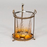 An Arts & Crafts Brass Lantern with Subtle Bronze Tinged Shade - Thumbnail 6