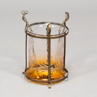 An Arts & Crafts Brass Lantern with Subtle Bronze Tinged Shade - Thumbnail 7