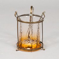 An Arts & Crafts Brass Lantern with Subtle Bronze Tinged Shade - Thumbnail 11