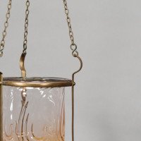 An Arts & Crafts Brass Lantern with Subtle Bronze Tinged Shade - Thumbnail 13