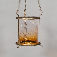An Arts & Crafts Brass Lantern with Subtle Bronze Tinged Shade - Thumbnail 3