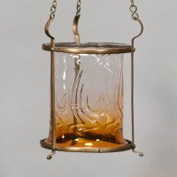 An Arts & Crafts Brass Lantern with Subtle Bronze Tinged Shade - Thumbnail 2