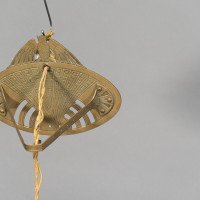 Arts and Crafts Brass Wall Light with Owl Finial and Pierced Fan Shade c.1900 - Thumbnail 7