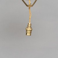 Arts and Crafts Brass Wall Light with Owl Finial and Pierced Fan Shade c.1900 - Thumbnail 9