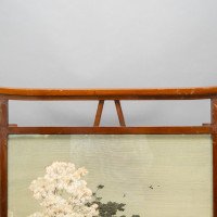 Edward William Godwin. A Rare & Important Anglo-Japanese Walnut & Silk Fire Screen in the Japanese Torii Gate Style - Thumbnail 5