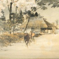 Edward William Godwin. A Rare & Important Anglo-Japanese Walnut & Silk Fire Screen in the Japanese Torii Gate Style - Thumbnail 12