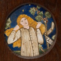 Morris & Co., Designed by Edward Burne Jones in 1861-1862. A Rare Arts & Crafts Pre-Raphaelite Hand Painted Tile Depicting Geoffrey Chaucer's Poem,'Legend of Good Wimmen' - Thumbnail 2